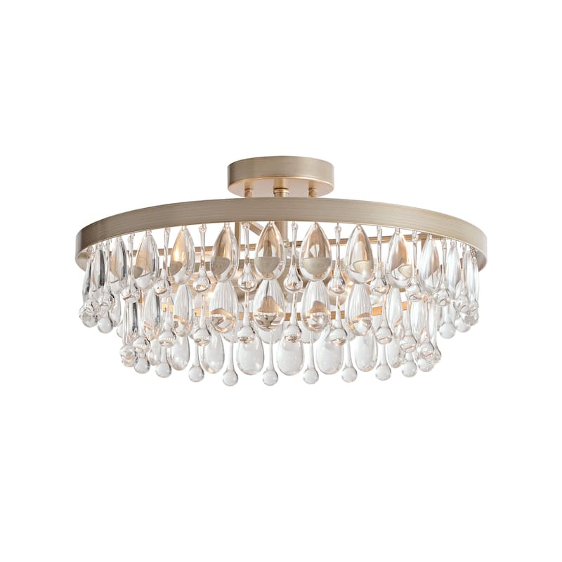 Viviana 4-light Crystal Teardrop Round Flush Mount