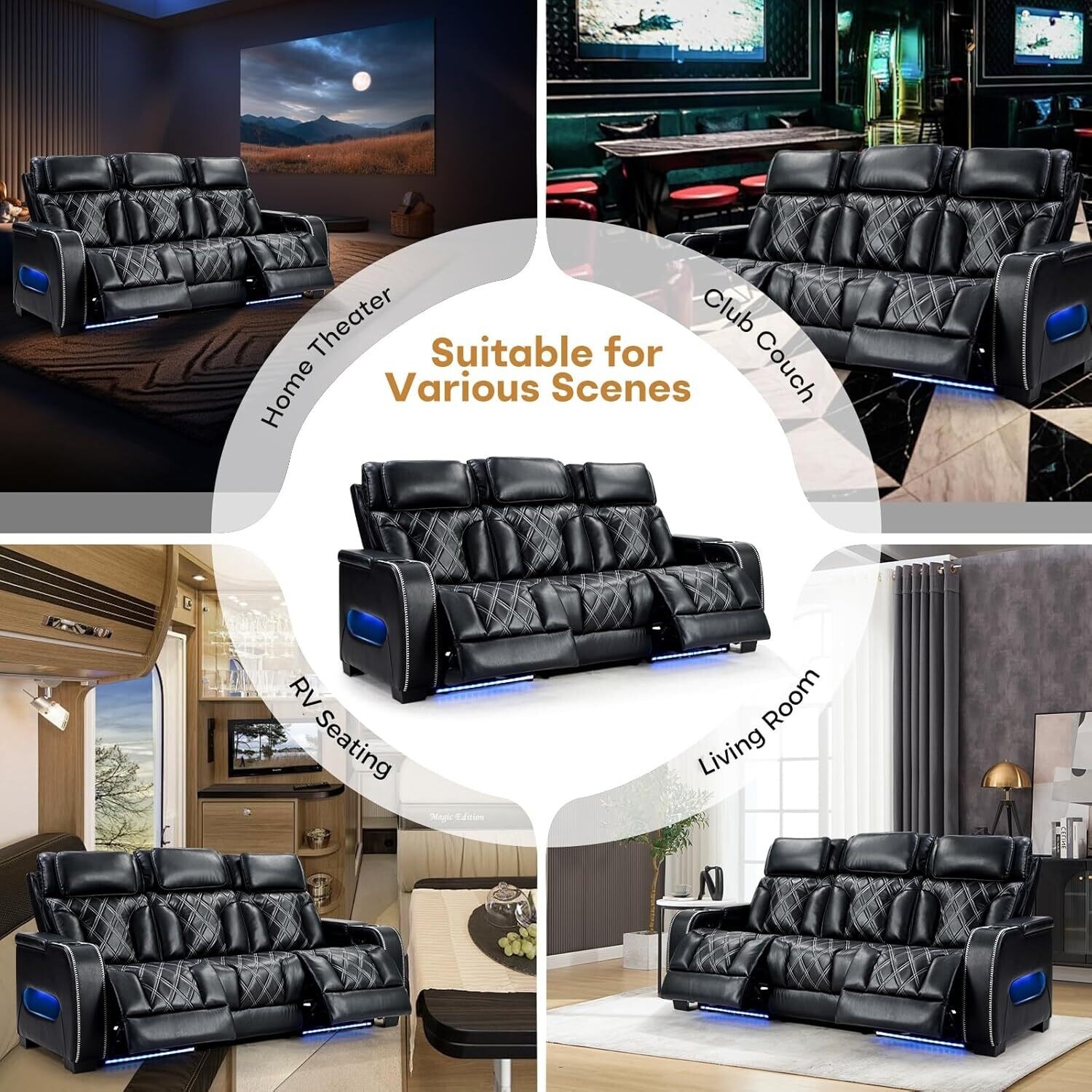 Power Recliner Chair with Adjustable Headrest, Breathable PU