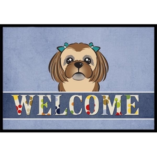 Carolines Treasures BB1435JMAT Chocolate Brown Shih Tzu Welcome Indoor & Outdoor Mat 24 x 36 in.
