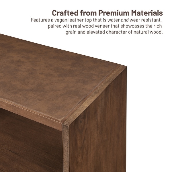 Bower Home Leather Top 2 Drawer End Table Night Stand - On Sale