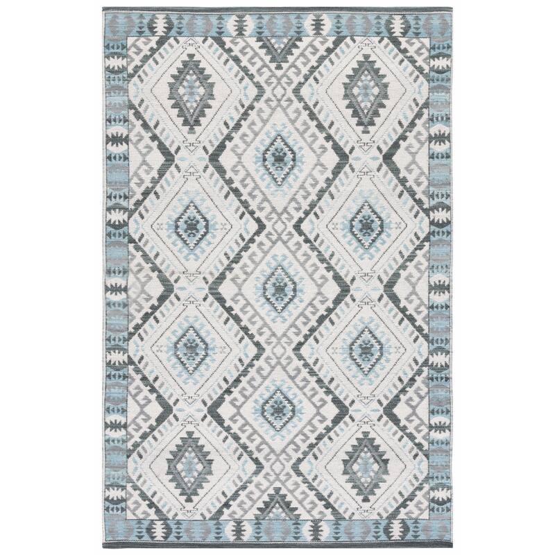 SAFAVIEH Handmade Kilim Yasuko Boho Tribal Wool Rug - 6' Square - Ivory/Blue