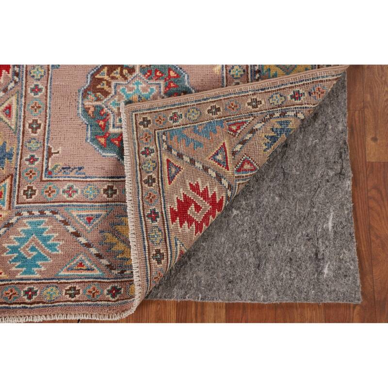 Traditional Beige Kazak Accent Rug Hand-Knotted Wool Carpet - 2'8" x 4'3"