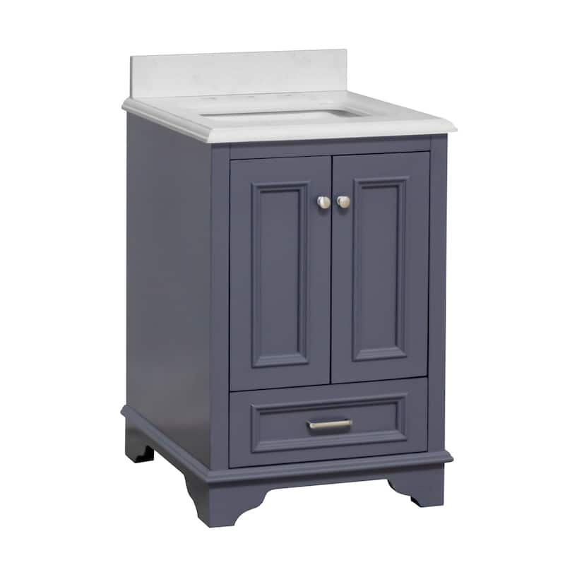 KitchenBathCollection Nantucket 24" Bathroom Vanity with Quartz Top