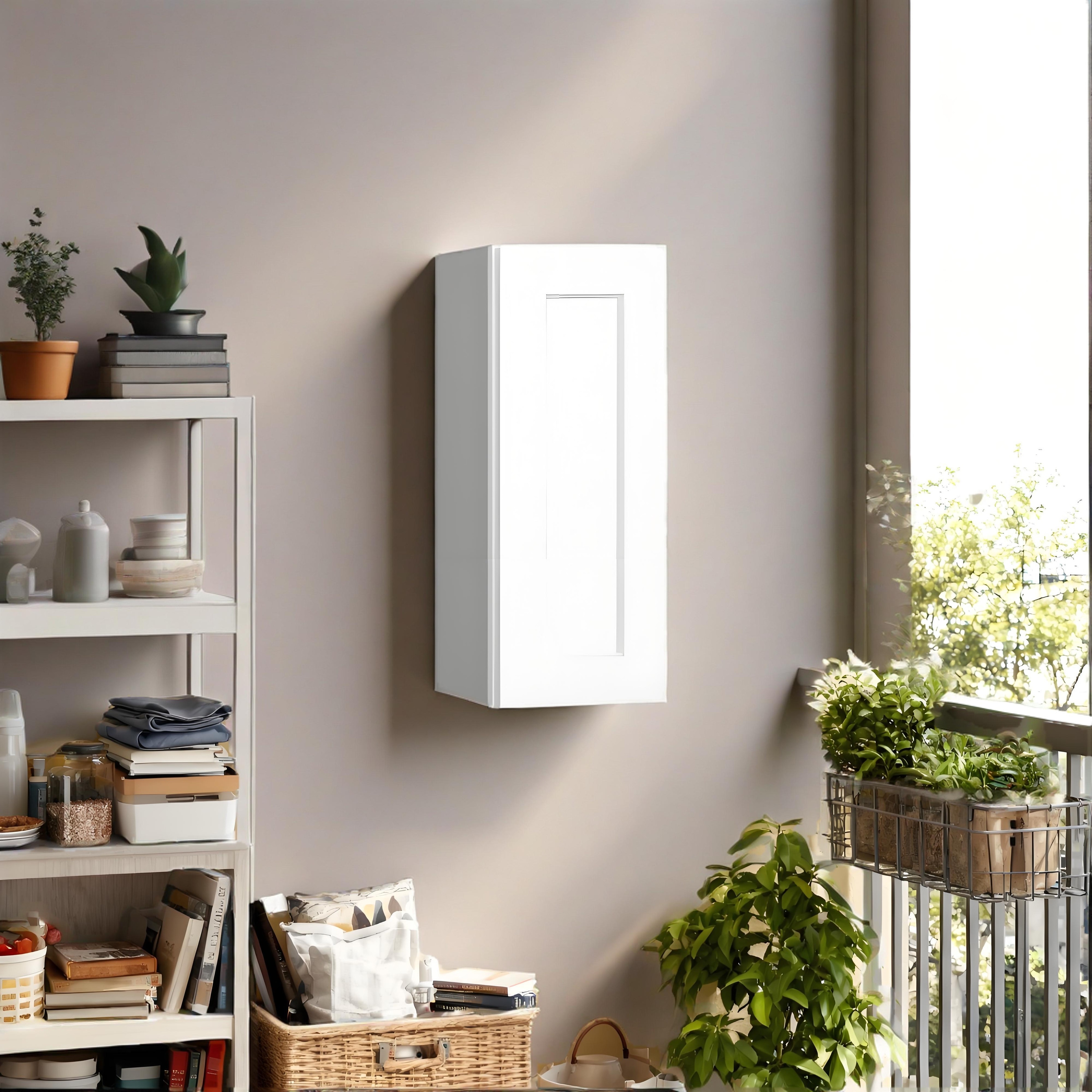 Classic Wooden Storage Wall Cabinet with Adjustable Shelves & Soft-Close Hinges White by GDFStudio