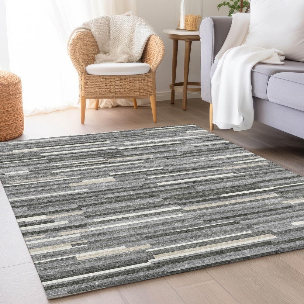 Premium Washable Super Soft Geo Stripes Mayfield Rug