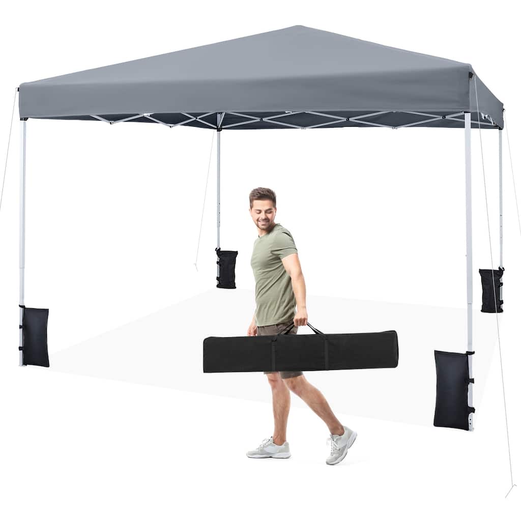 Gymax 10 x 10 FT Pop up Canopy Tent w/Carrying Bag 4 Sandbags 8 Stakes