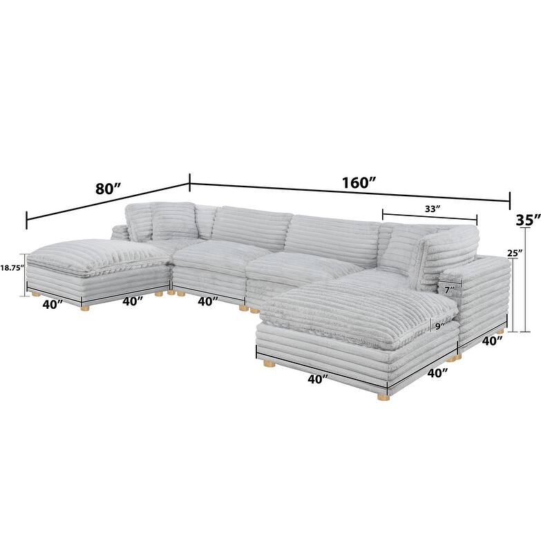Best Quality Furniture 4-Piece Section Corduroy Modular