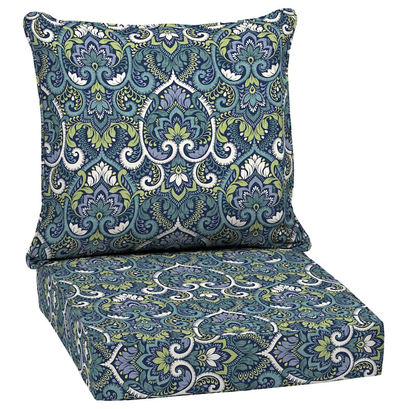 ARDEN Sapphire Blue Leala Damask Outdoor Deep Seat Cushion Set - 24 W x 24 D in.