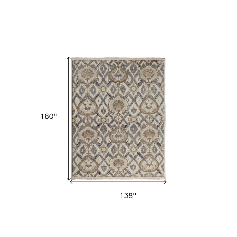 HomeRoots Floral Transitional Rectangle Area Rug - 12' x 15'