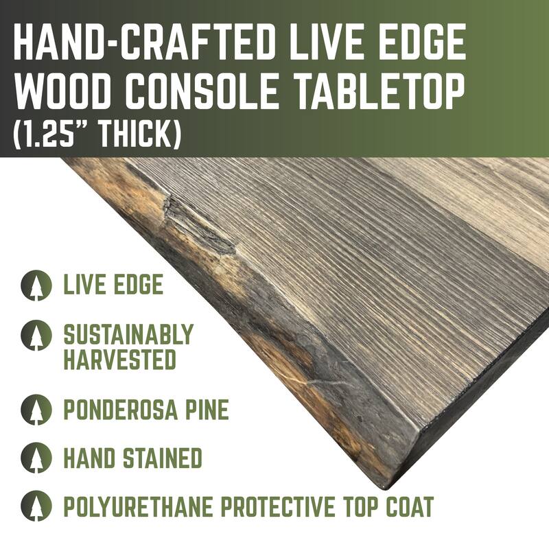 PIPE DECOR Solid Live Edge Wood Console Table with Industrial Pipe Legs