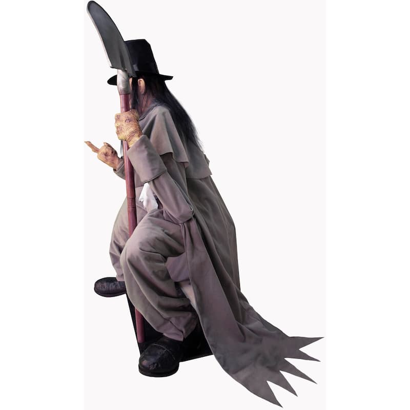 Haunted Hill Farm Creepslie the Crouching Grave Digger by Tekky, Premium Talking Halloween Animatronic, Plug-In or Battery