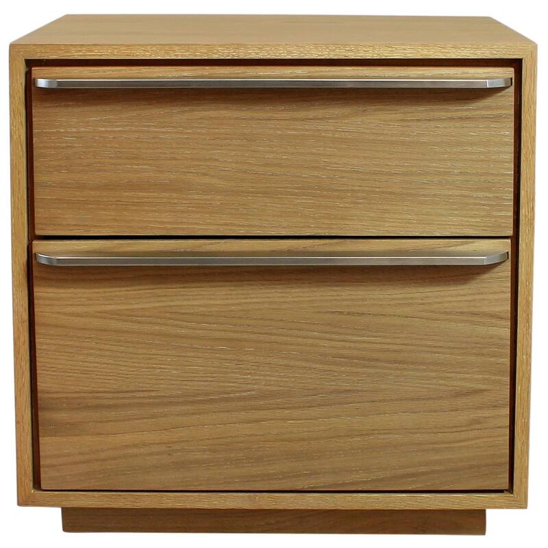 24" Oak Two Drawer Wood Nightstand With Storage
