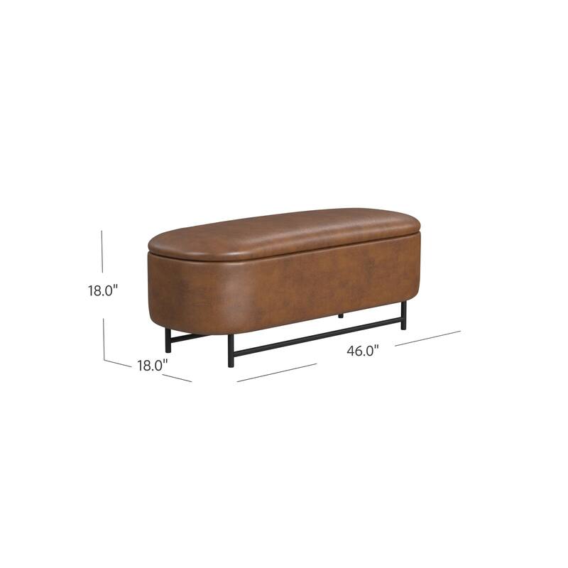 HomePop Ellipse Modern Storage Bench with Metal Legs
