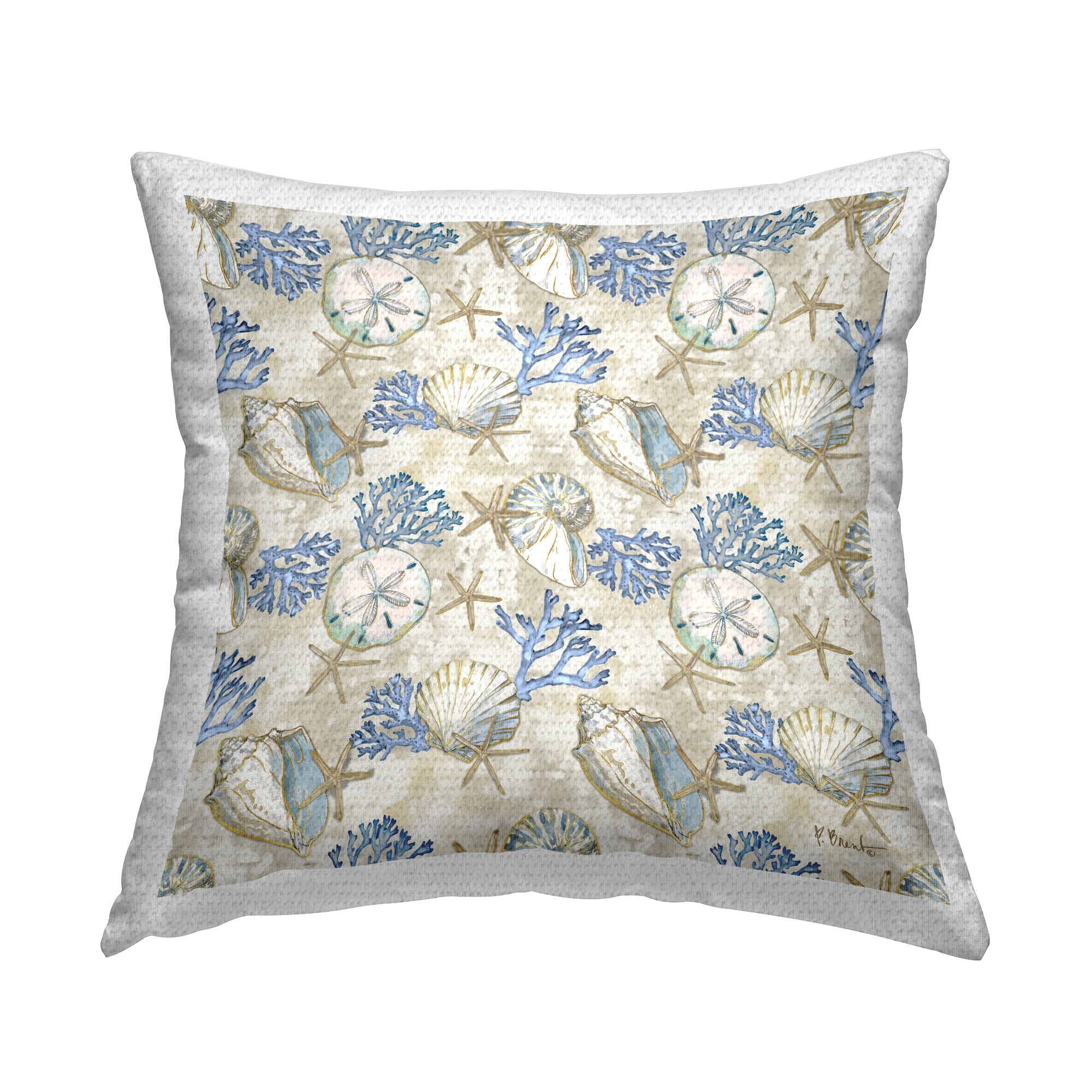 Stupell Aquatic Sea Life Pattern Printed Outdoor Throw Pillow Design by Paul Brent