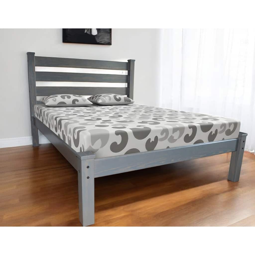 HomeRoots Gray Solid Wood Queen Bed Frame