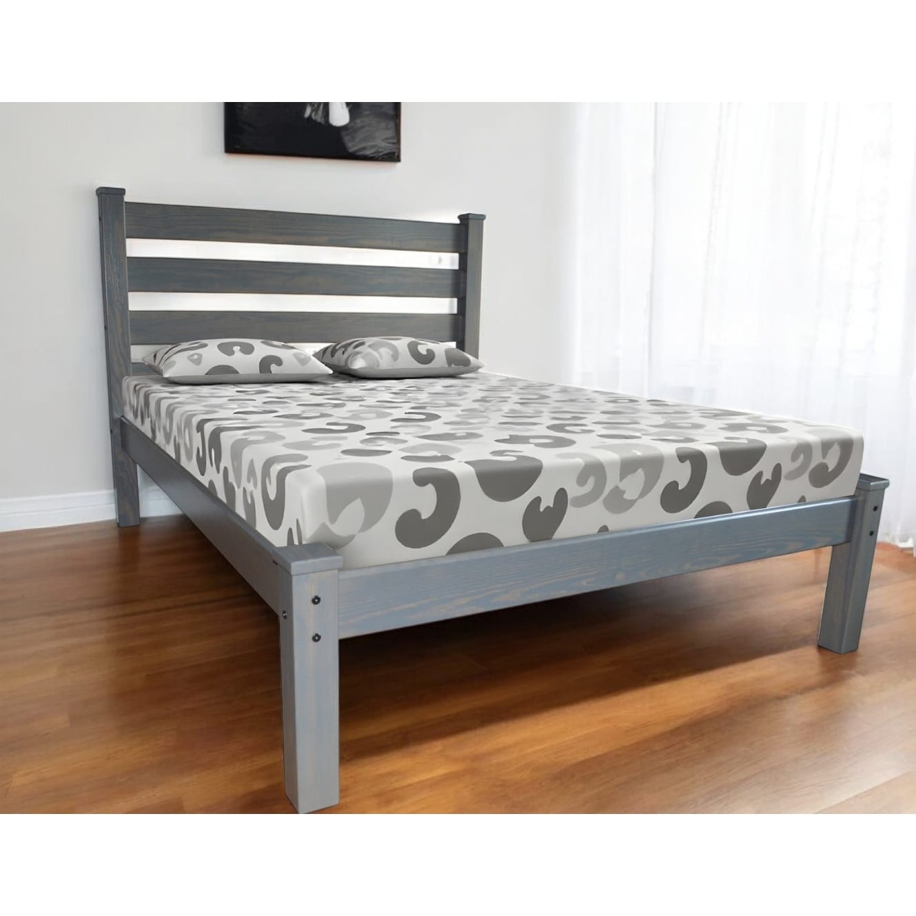 HomeRoots Gray Solid Wood Twin Bed Frame
