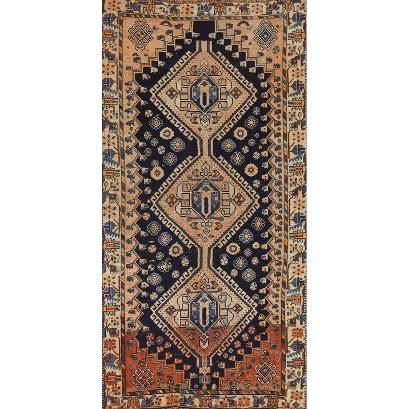 Tribal Qashqai Persian Antique Area Rug Handmade Wool Carpet - 3'6"x 7'9"