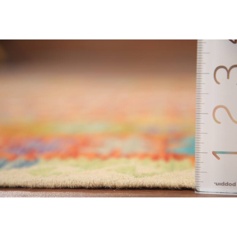 Hand Woven Oriental 100% Wool Carpet Southwestern Geometric Multi-Colored Kilim Area Rug - 6' 1'' X 5' 0''