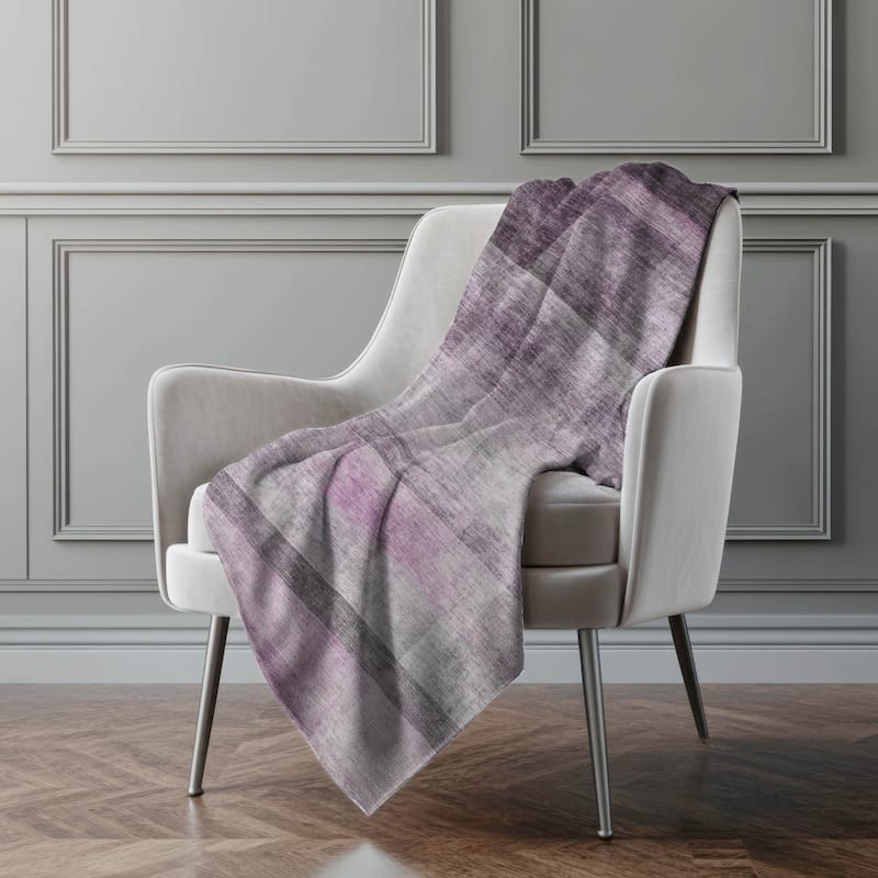 Premium Machine Washable Modern Ombre Sherpa Throw Blanket - Purple - 4'2" x 5'10"