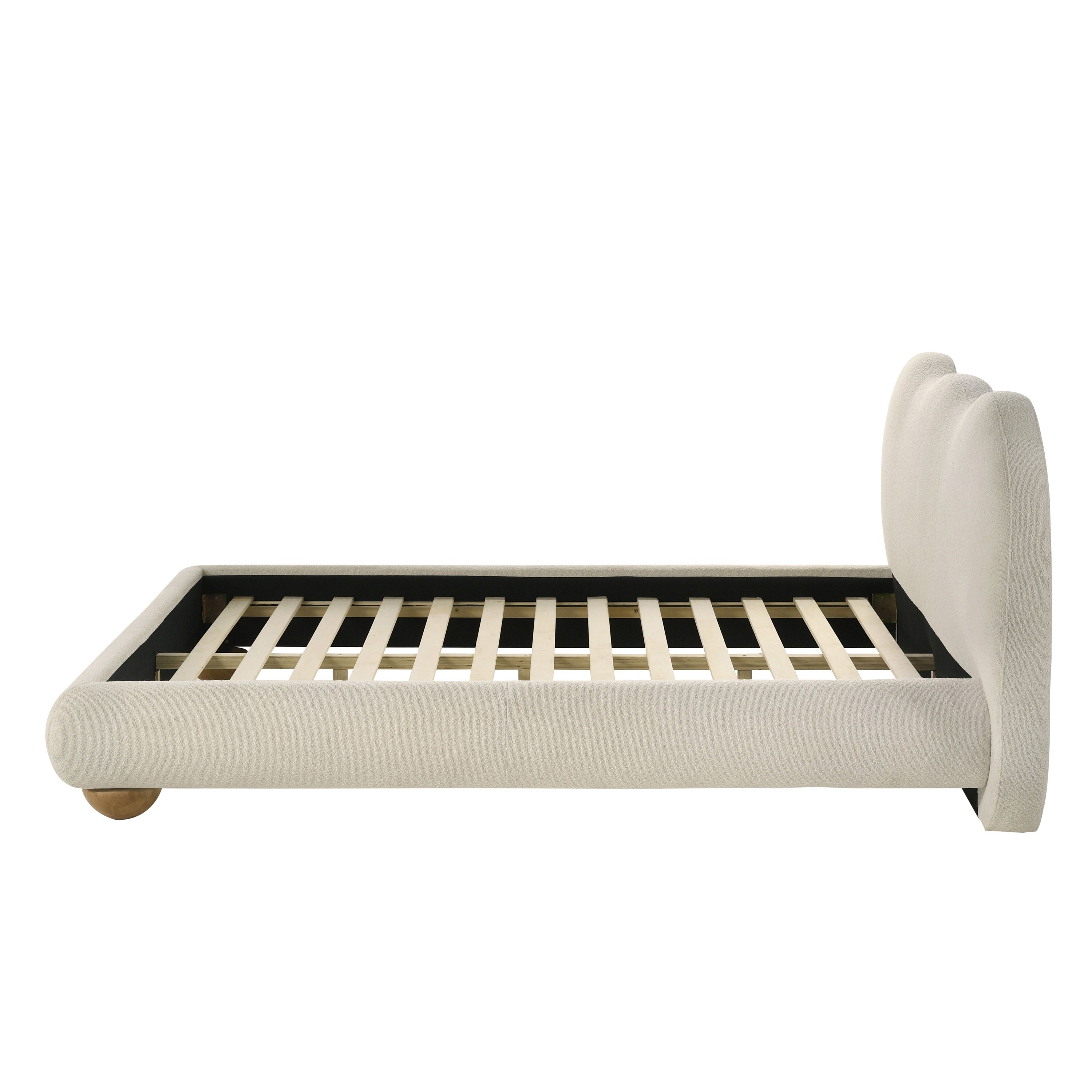Furniture of America Nilo Modern White Boucle Upholstered Platform Bed