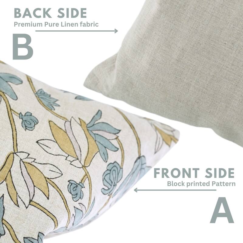 Fabdivine Handmade Boho Pure Linen Block Print Throw Home Décor Pillow Cover