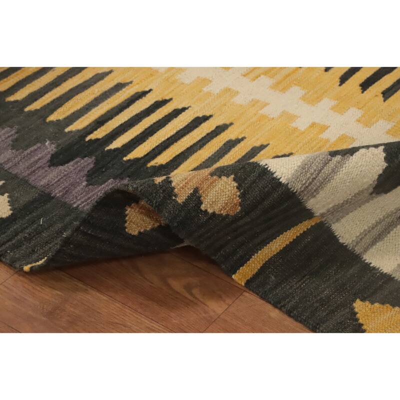 Hand Woven Oriental 100% Wool Carpet Southwestern Tribal Multi-Colored Kilim Runner Rug - 12' 0'' X 2' 8''