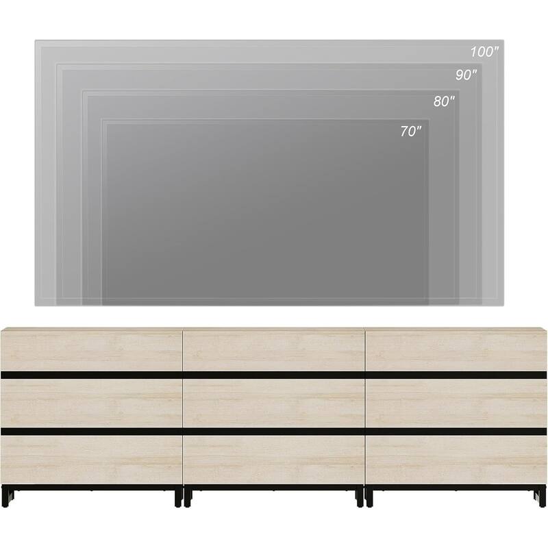 WAMPAT Modern TV Stand with Drawers and Metal Base