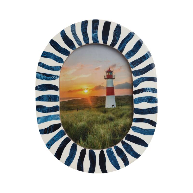 Resin Oval Picture Frames Bold Striped Design for Wall Decor Accent