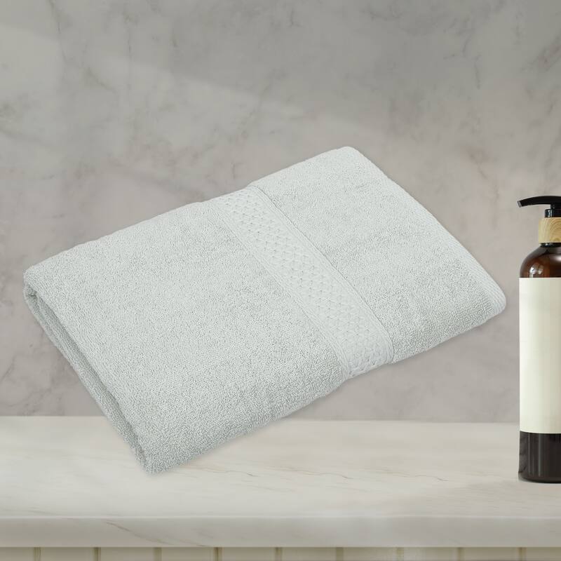 1 Pcs Cotton Bath Towel, Plain Soft Absorbent Cotton Bath Towel, Classic Design, 27.56" x 55.12" - Light Gray