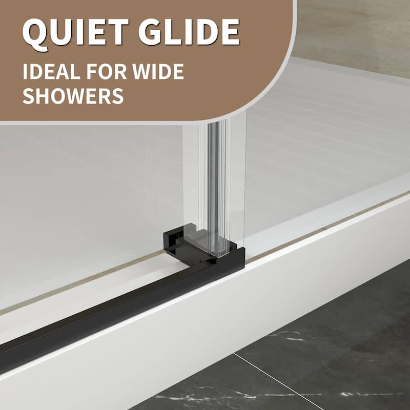 60 in. W x 74 in. H Single Sliding Frameless Shower Door in Matte Black Finish with Clear Tempered Glass - 60" x 74"