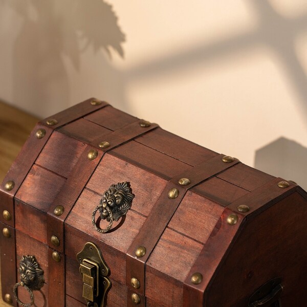 Handmade Pirate Treasure Chest with Latch - Vintage Wooden Storage