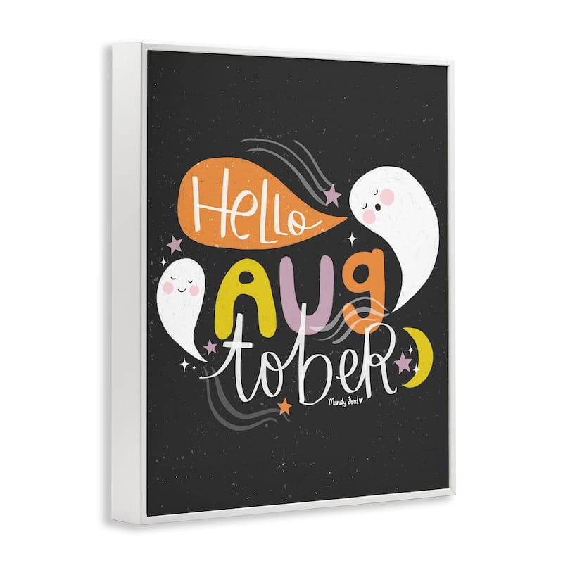 Stupell Hello Augtober with Ghosts Framed Giclee Art Design By Mandy Ford Art + Illustration