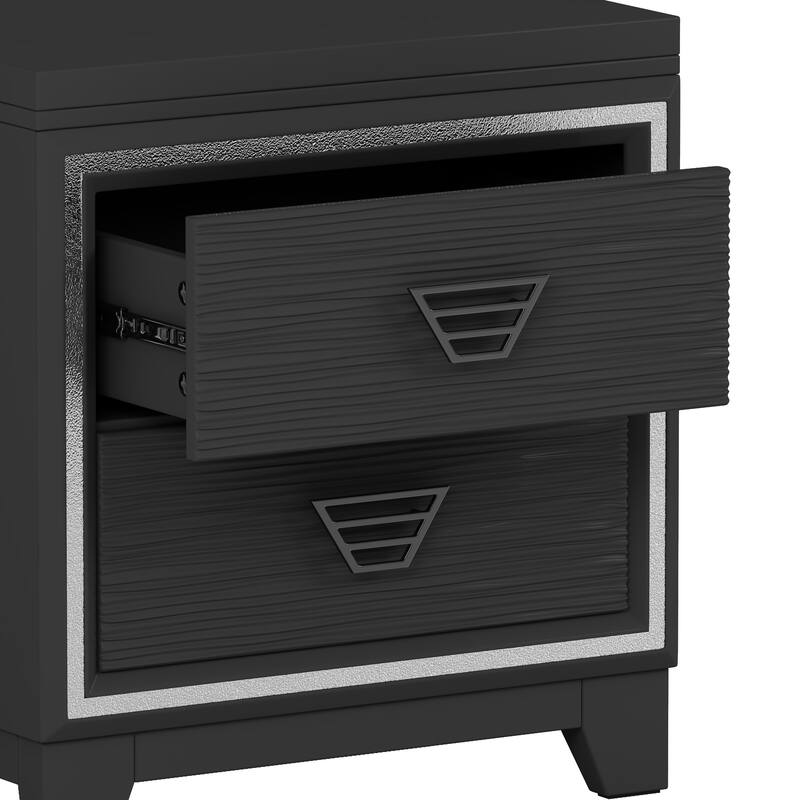 Nightstand with 2 Storage Drawers, Decorative Cabinet with Wooden Tabletop, Living Room Side Table with Metal Handle