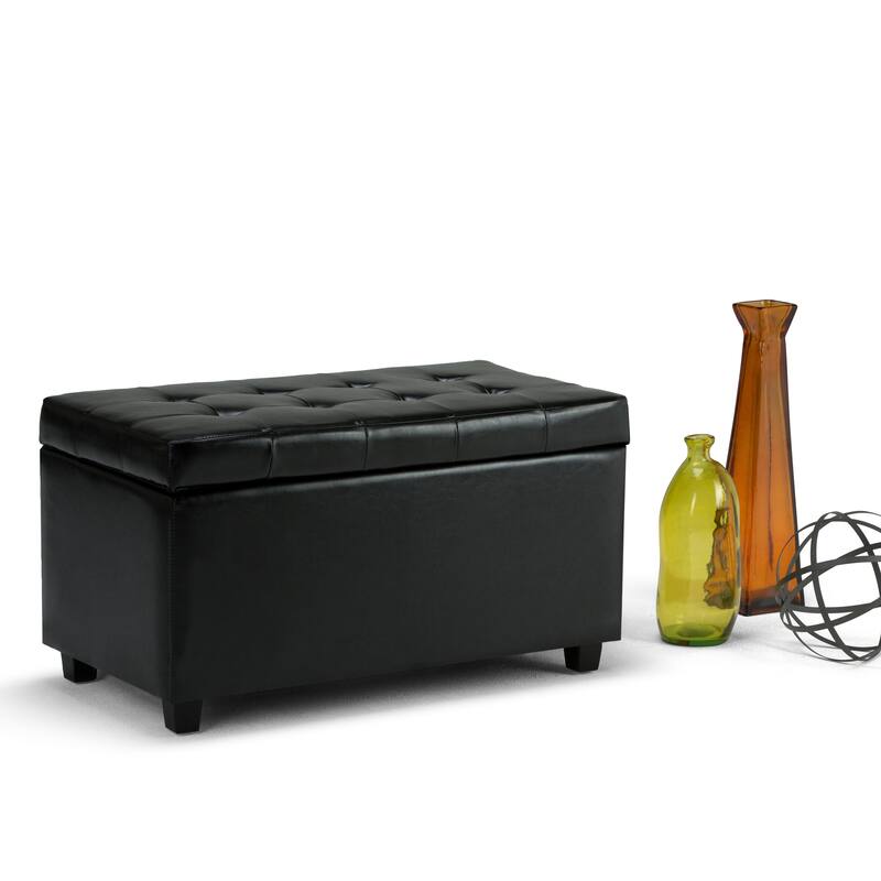 WYNDENHALL Essex 34-in. Wide Rectangular Storage Ottoman - MidnightBlack