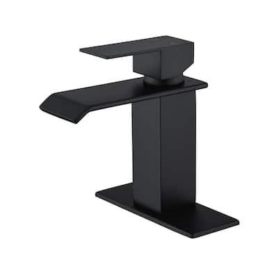 Single Handle Single Hole Waterfall Spout Bathroom Faucet with Deckplate Included