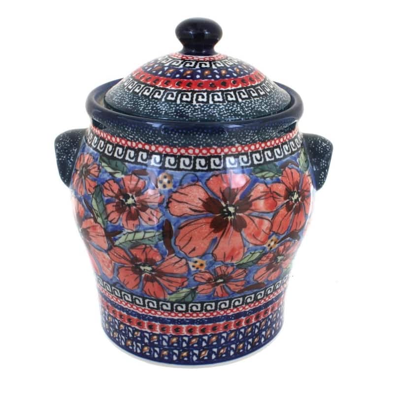 Blue Rose Polish Pottery 1100 Zaklady Large Canister