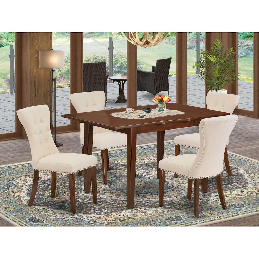 5-Piece Mahogany Finish Solid Wood Top - Dining Room Set - Seats 4