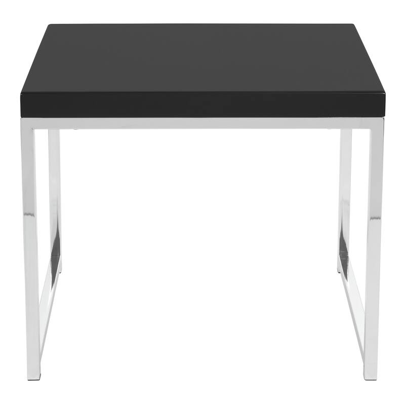 Wall Street End Table in Chrome and Black Finish