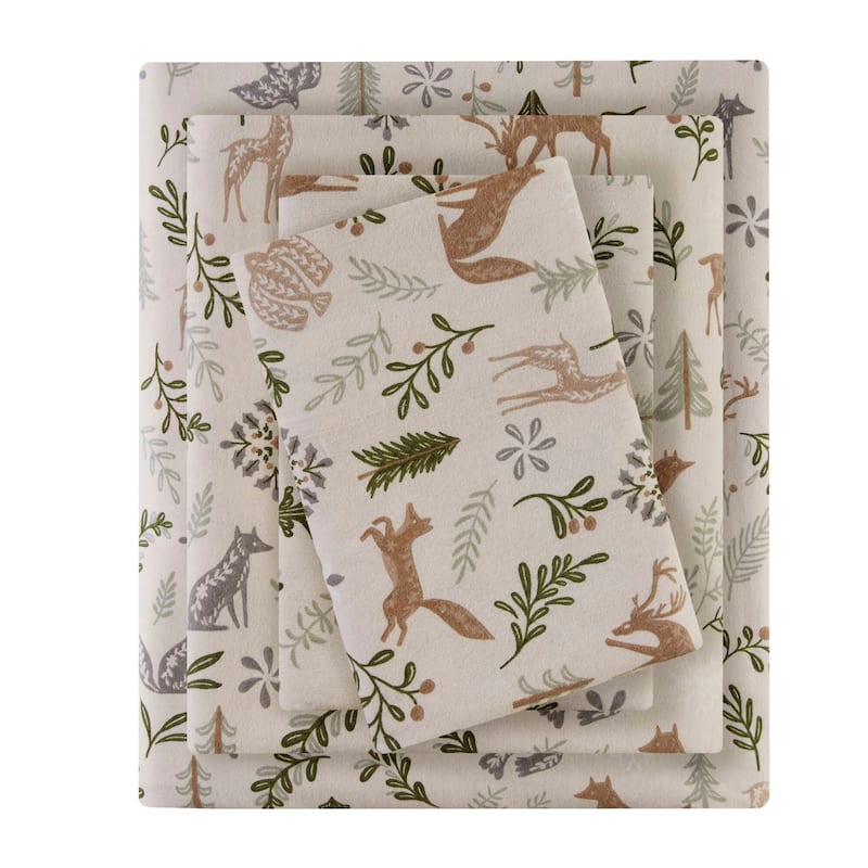 Madison Park Cozy Cotton Flannel Printed Sheet Set