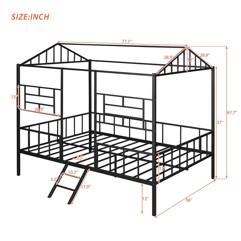 Metal Tree House Bed Frame for Kids, Twin/Full Size, Sturdy Frame, No Box Spring Required