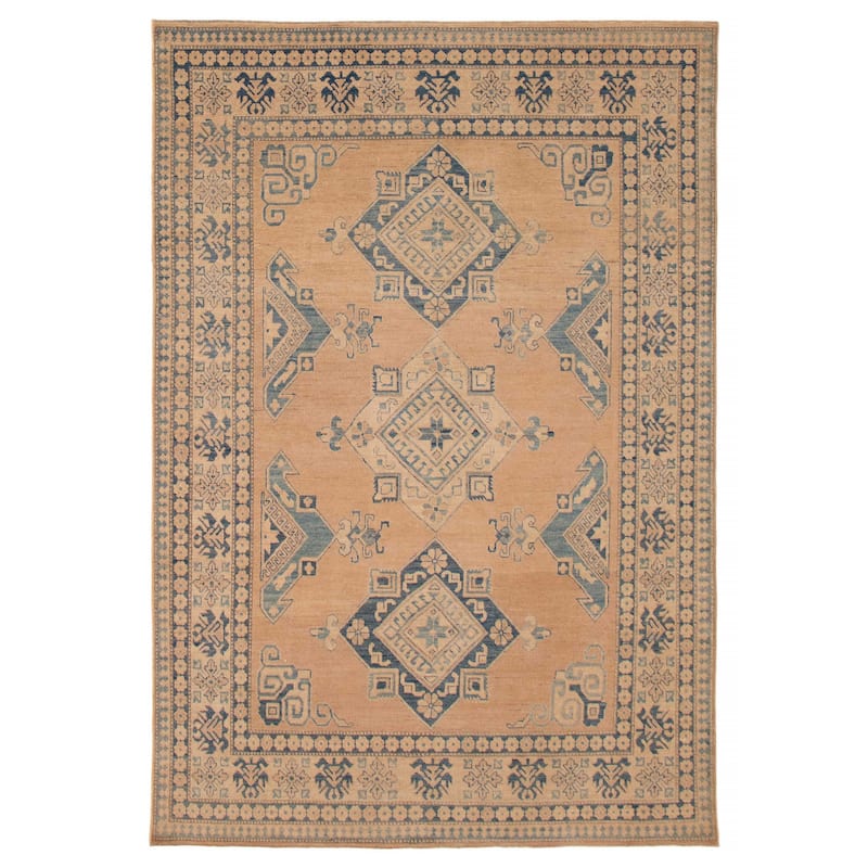 ECARPETGALLERY Hand-knotted Finest Ghazni Tan Wool Rug - 6'10 x 10'3 - Tan - 6'10 x 10'3