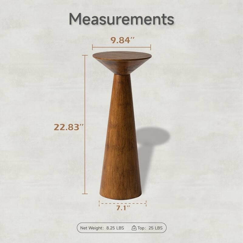 COZAYH Farmhouse Pedestal End Table, Round Martini Table Wood Plant Stand Rustic Small Drink Table for Living Room, Bedroom