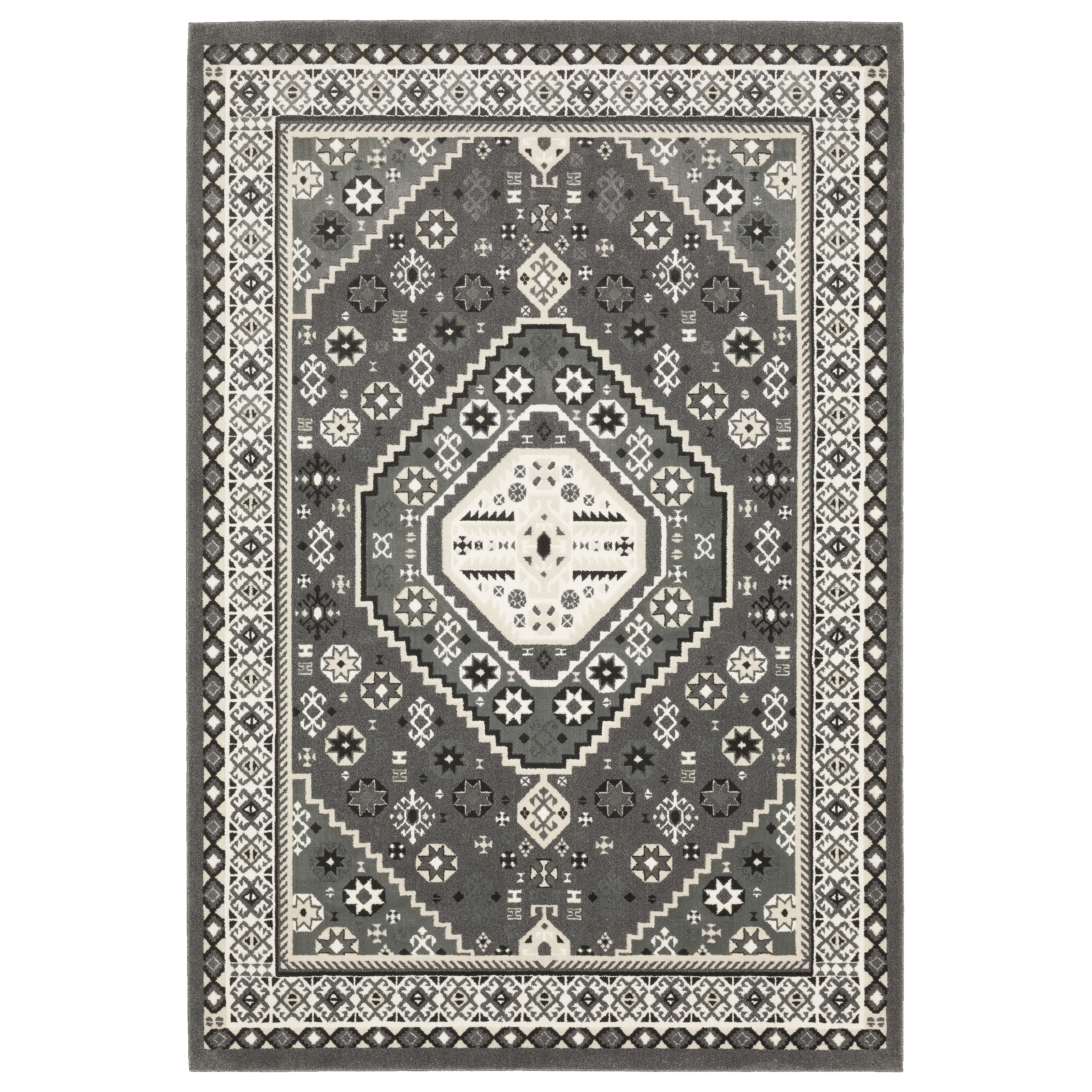 Style Haven Ripley Nomadic Tribal Grey/ Ivory Mixed Pile Area Rug