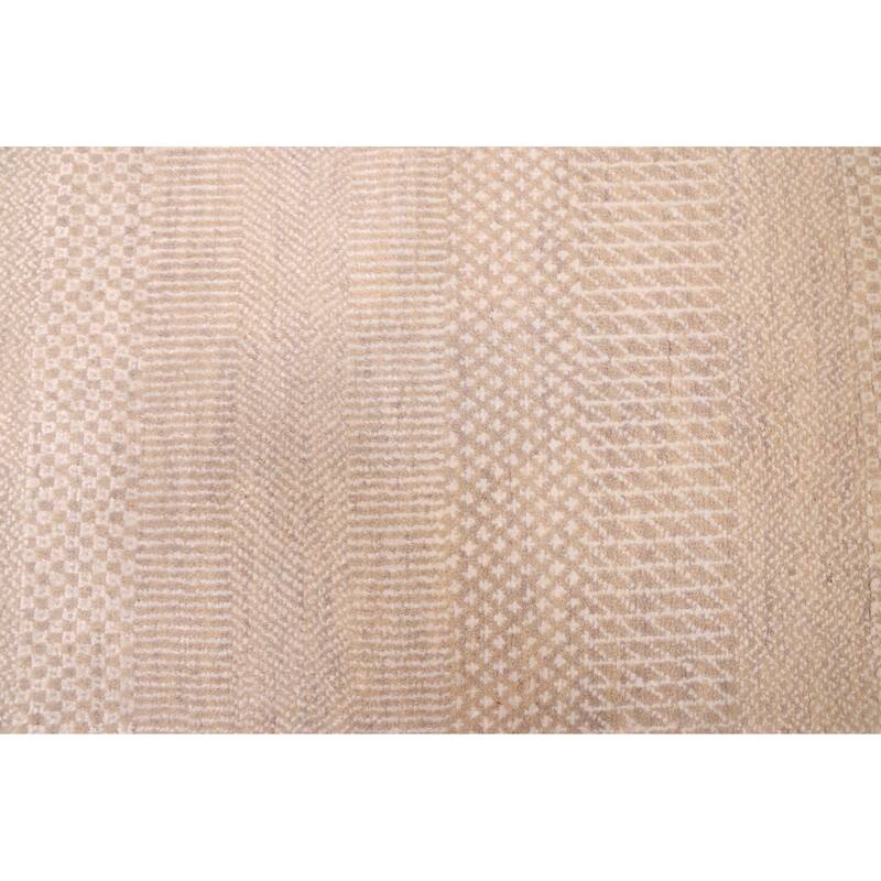 ECARPETGALLERY Hand-knotted Finest Silk Shadow Beige Silk, Wool Rug - 2'4 x 9'11