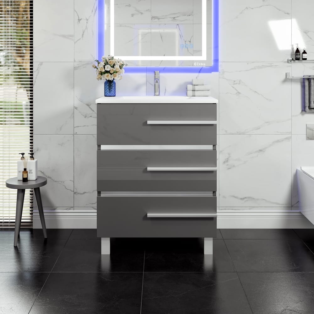 Eviva Deluxe 32"W Bath Vanity with WH Porcelain Integrated Sink