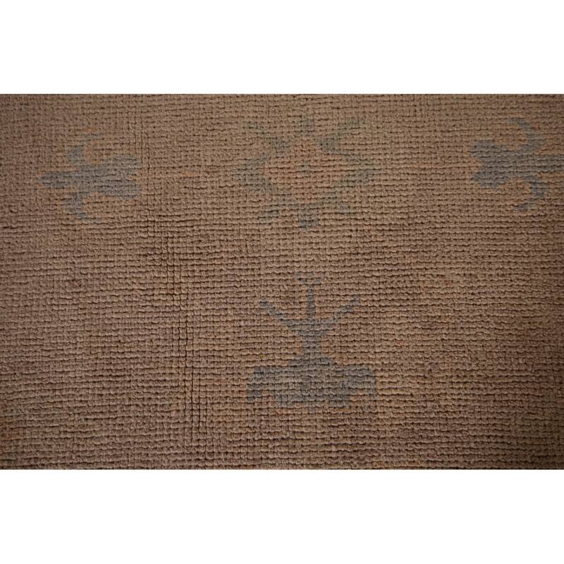 Earth Tone Oushak Turkish Runner Rug Handmade Wool Carpet - 3'0" x 11'5"