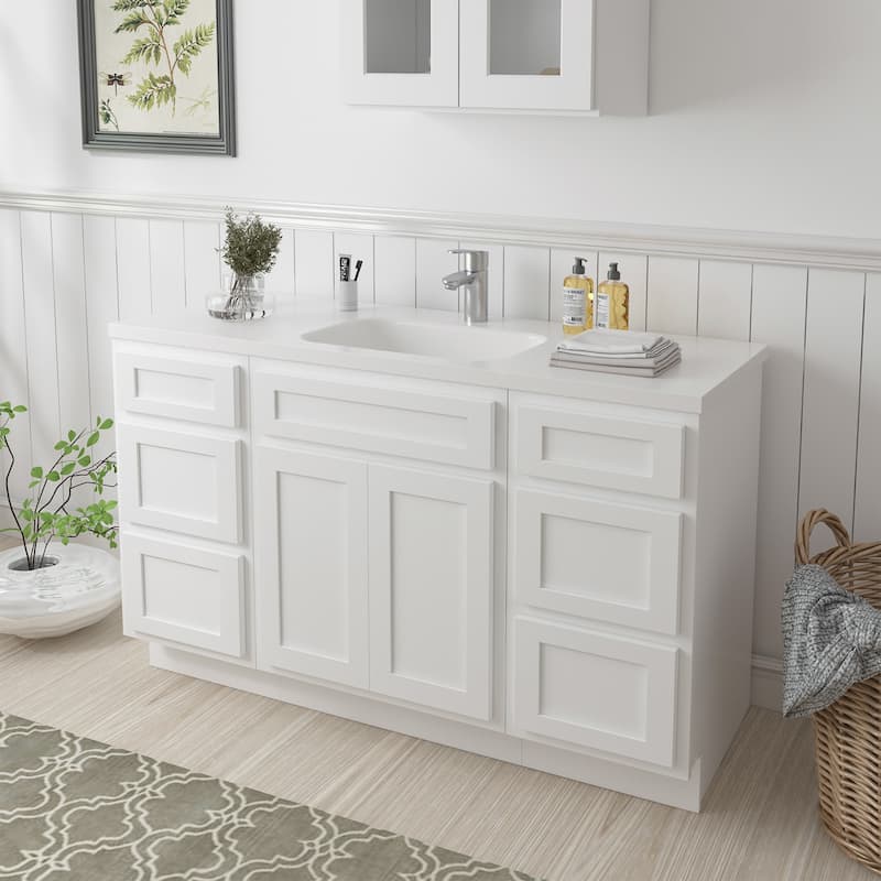 Vanity Art 54" Oak Freestanding Bathroom Vanity Cabinet without Top