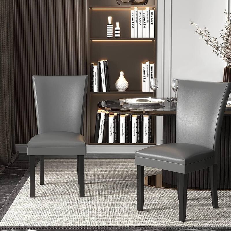 Faux Leather Dining Chairs Or Round Glass Dining Table - Chairs - Grey