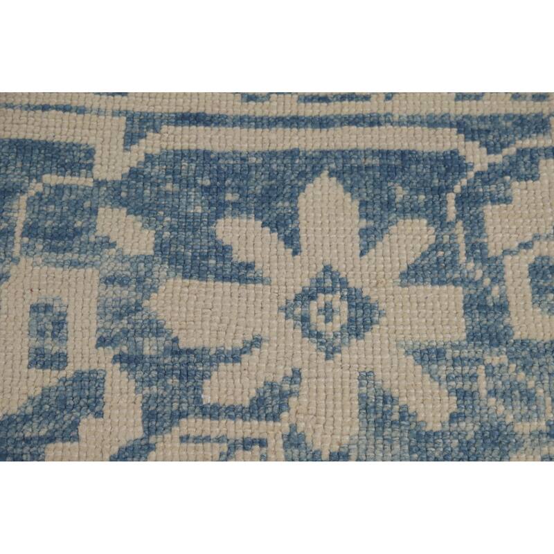 Hand Knotted Oriental 100% Wool Carpet Transitional All-Over Beige & Ivories Oushak Area Rug - 11' 11'' X 9' 3''