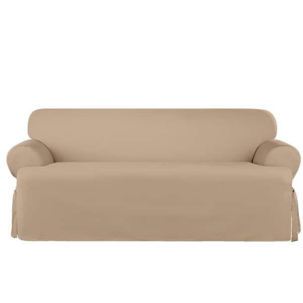 SureFit Heavyweight Cotton Duck OnePiece TCushion Sofa Slipcover with Seat Elastic Bed Bath